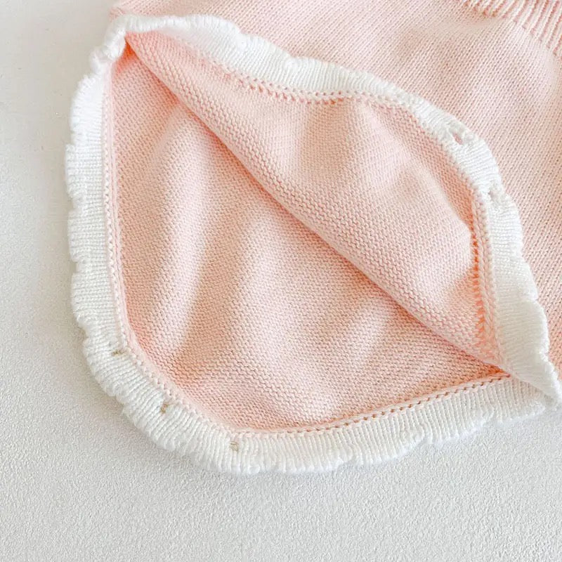 Knitted romper with bow detail (pre order)