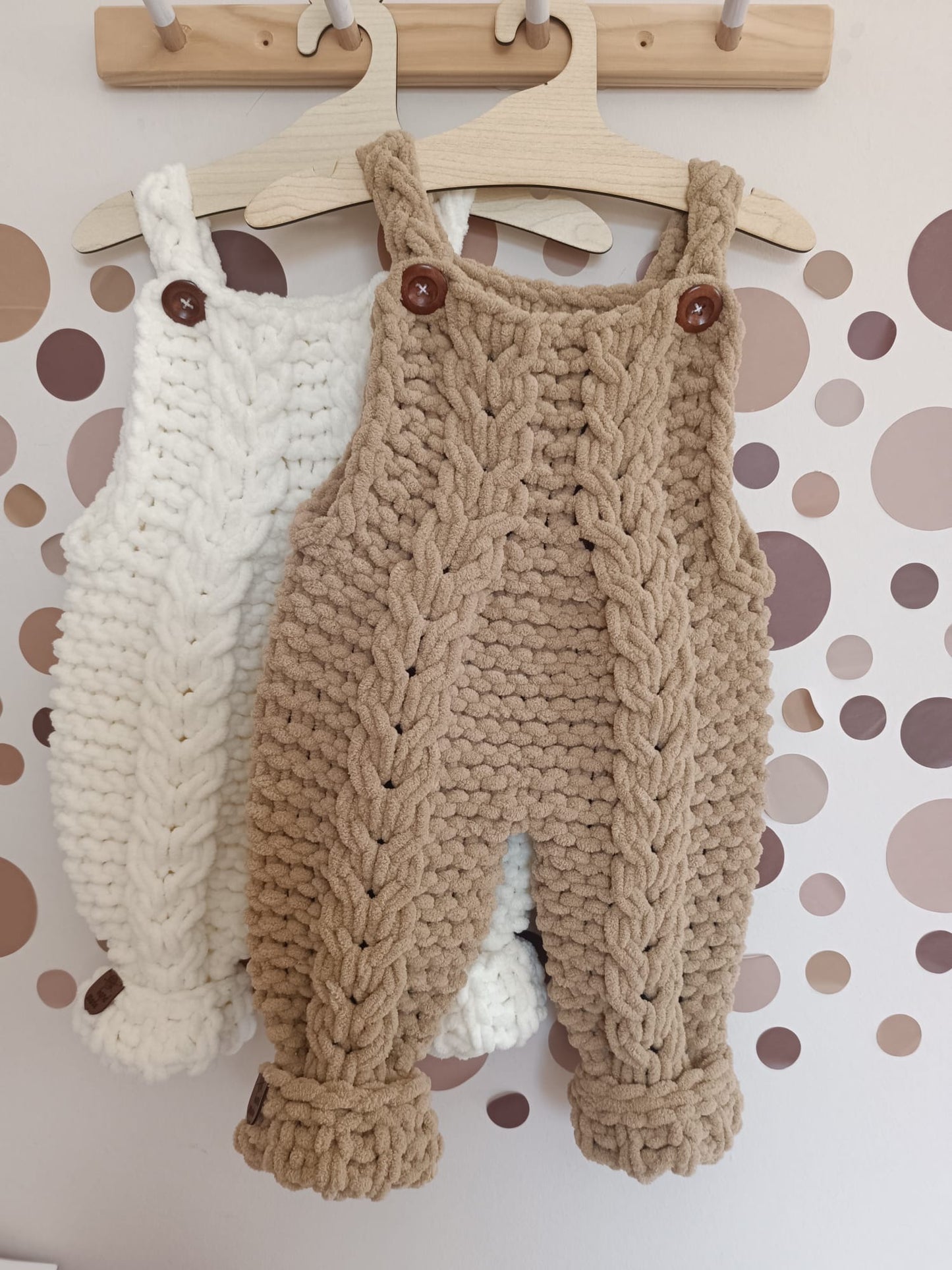 In stock soft hand knit rompers