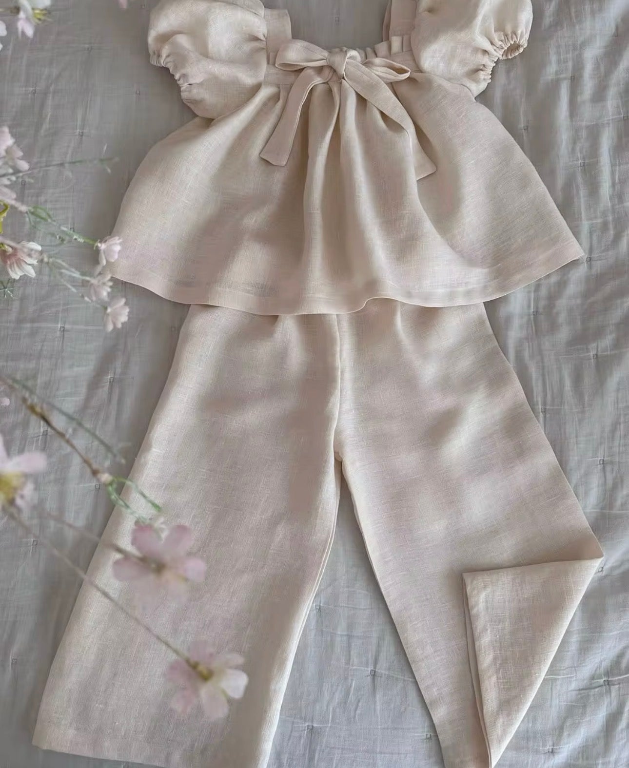 Bow top and trouser set