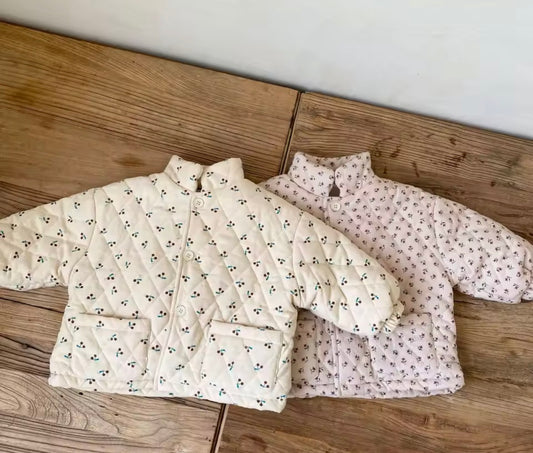 Cherry/floral print padded jackets