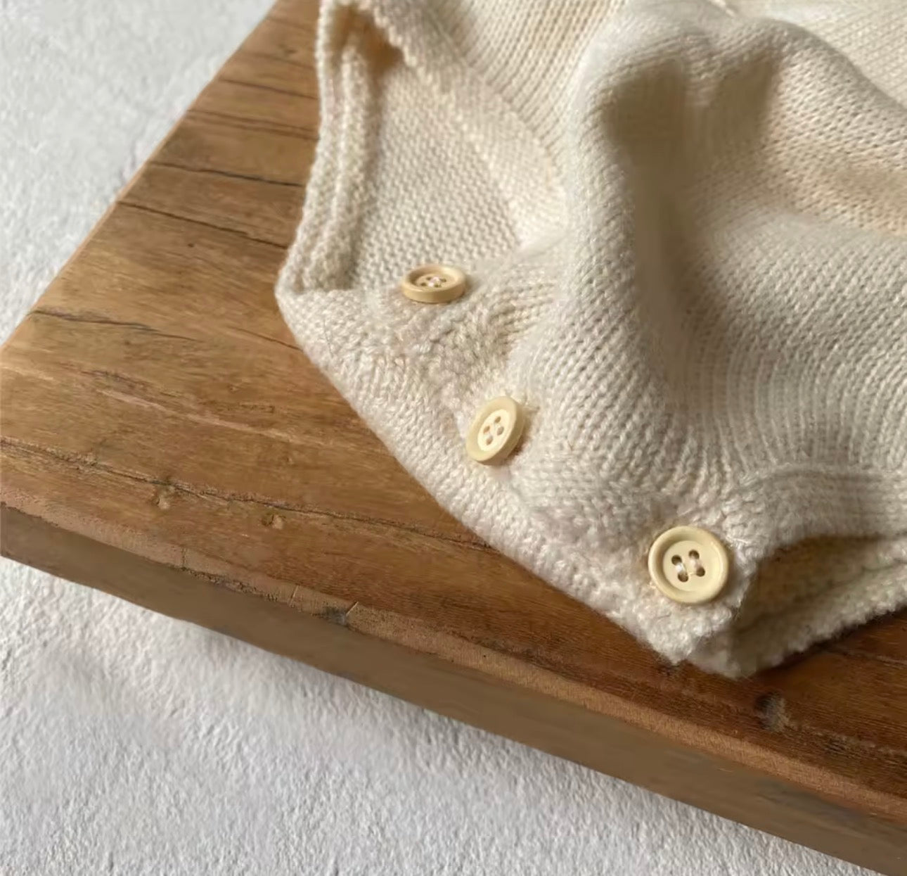 Soft cream knit romper and bunny hat