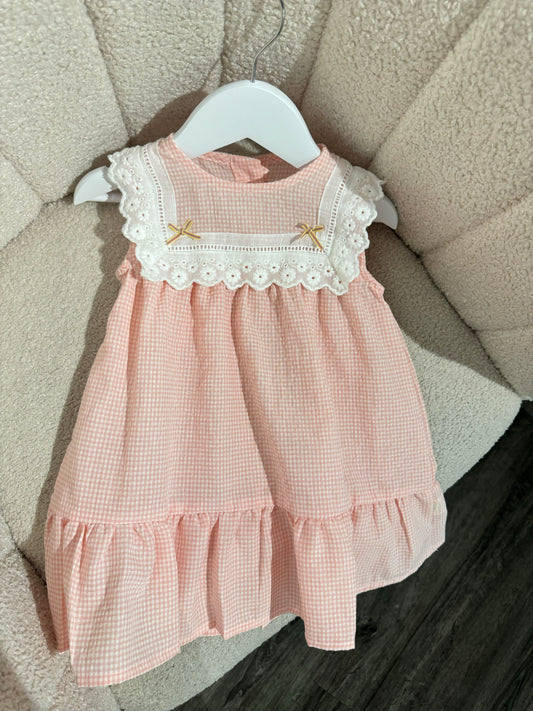 In stock Pink dress with bows