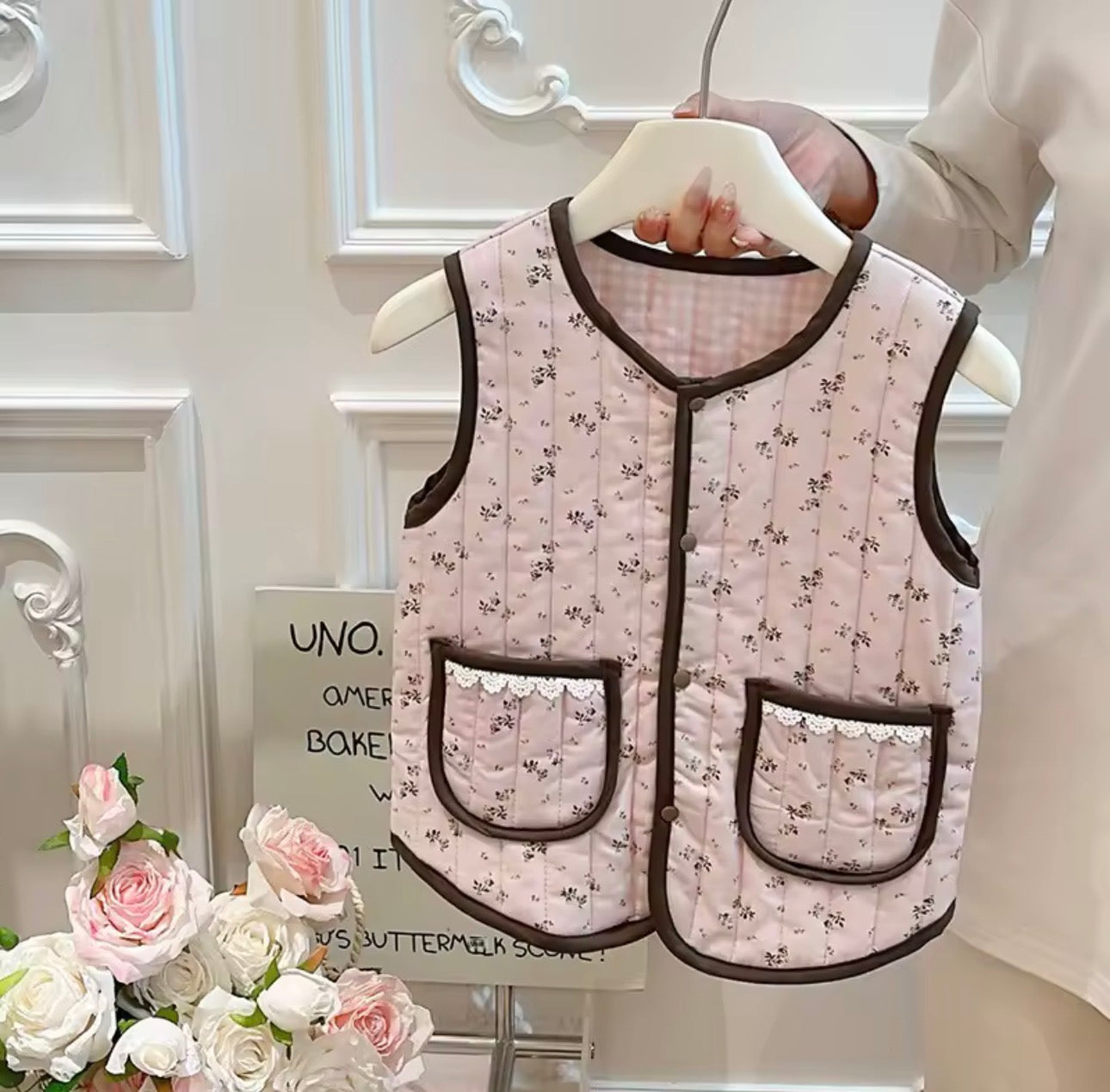 Padded floral gilet
