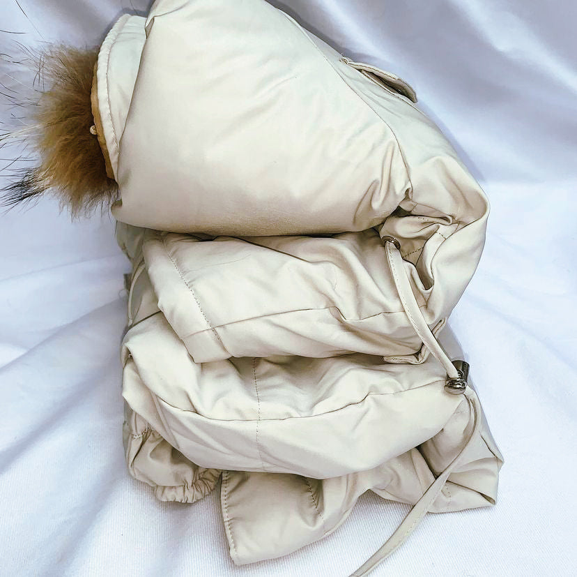 Duck down snowsuit set with a faux fur trim