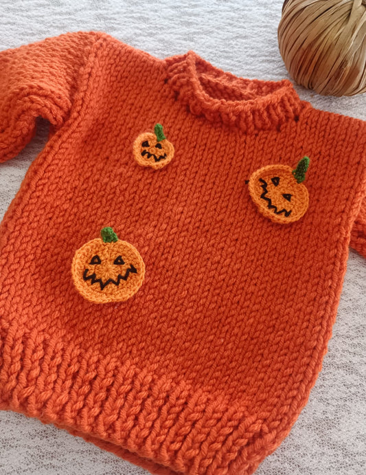 Pre order handknit pumpkins jumper