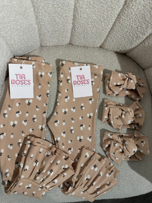 Handmade organic cotton leggings and headband set