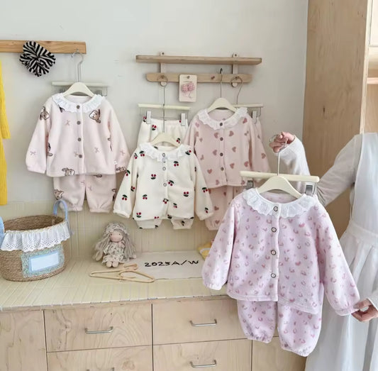 Fleece two piece frill sets