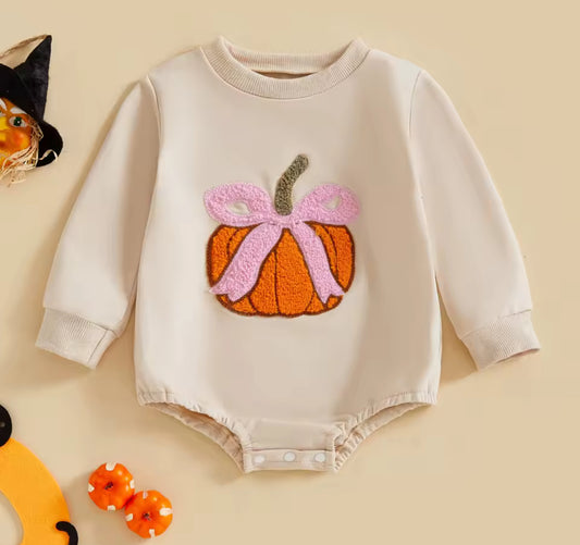 Pumpkin sweater romper