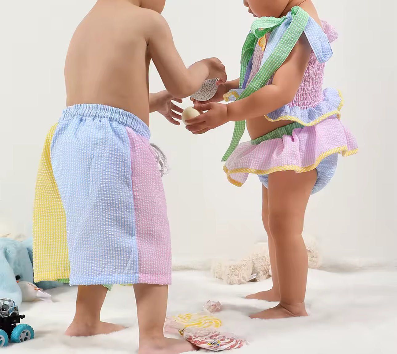 Multi colour gingham swim