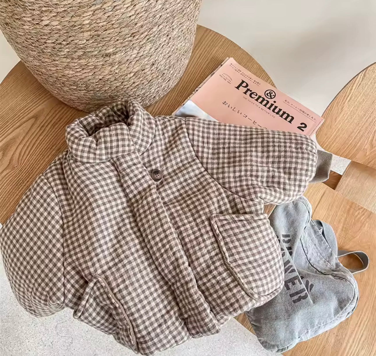 Thick plaid fleece lined zip jacket