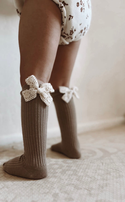 In stock hand made bow socks