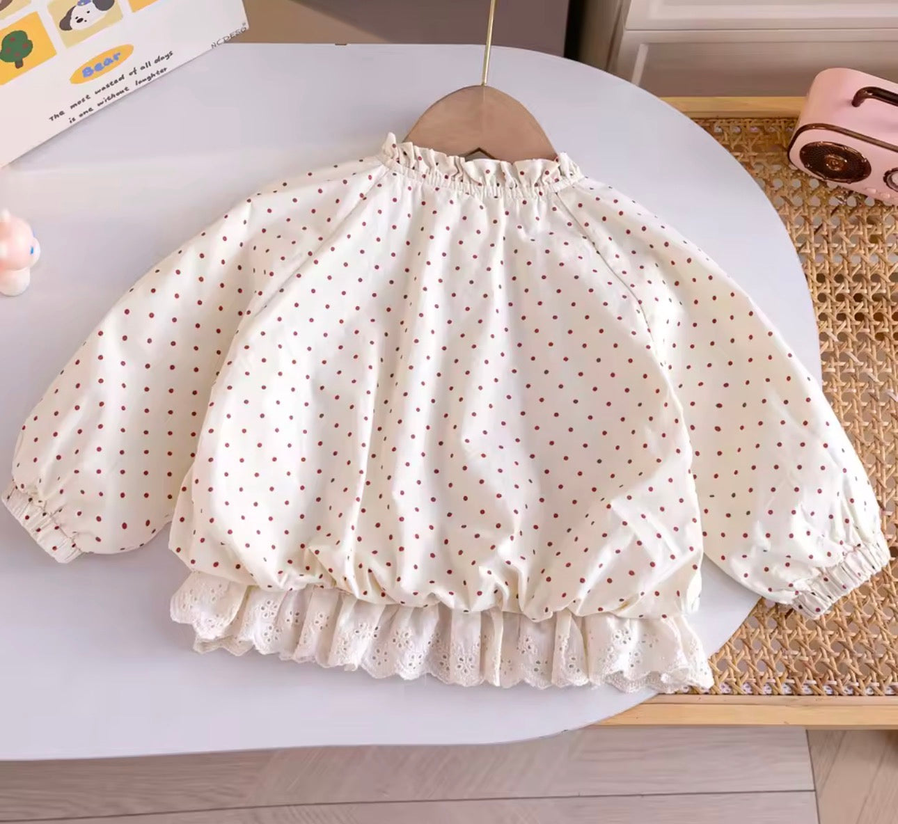 Polka dot frill trim jacket