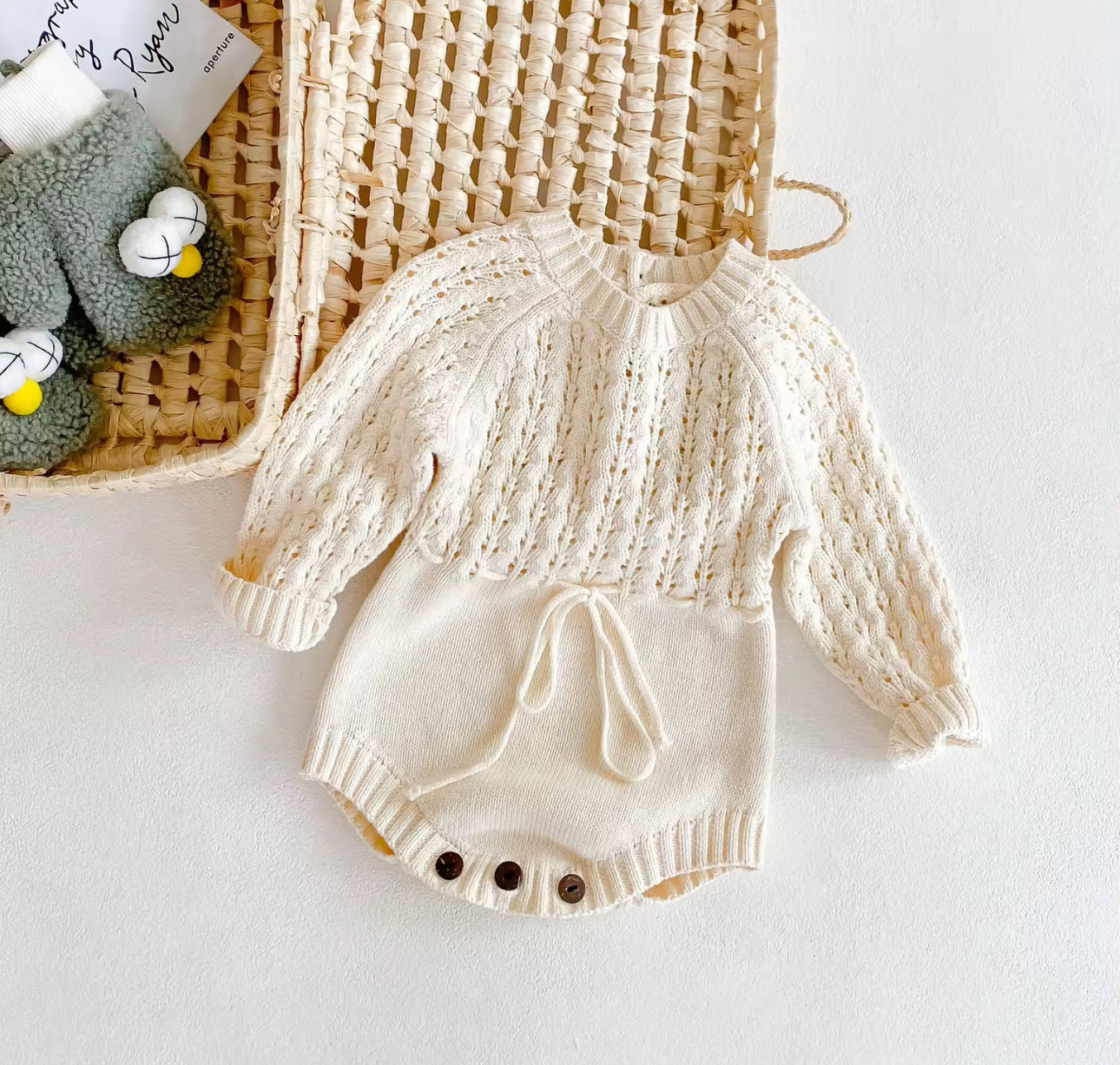 Pre order knit cream romper