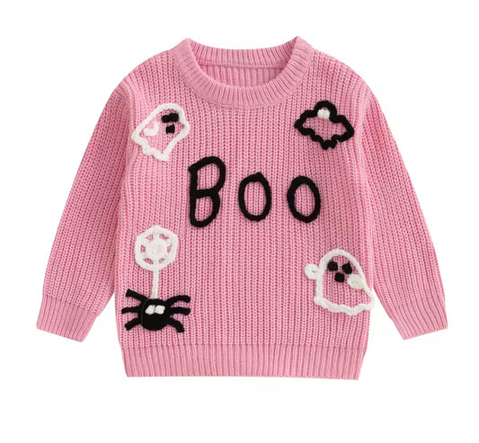 Boo embroidered knitted jumper