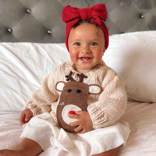 Pre order Christmas reindeer hand knitted jumpers