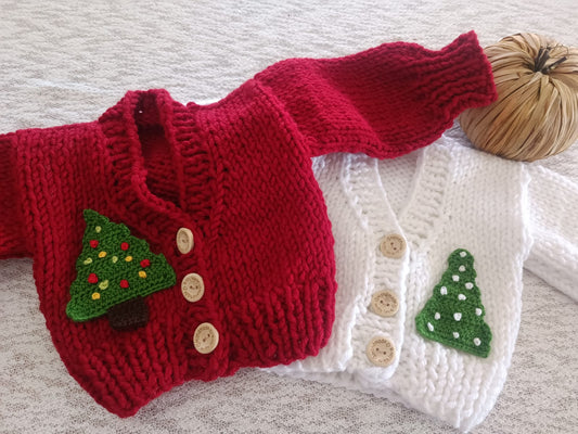 Pre order handknit Christmas tree cardigan