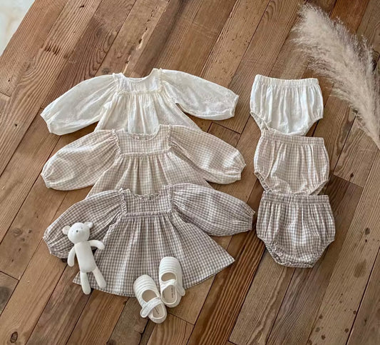 Two piece puff sleeve top and bloomer set