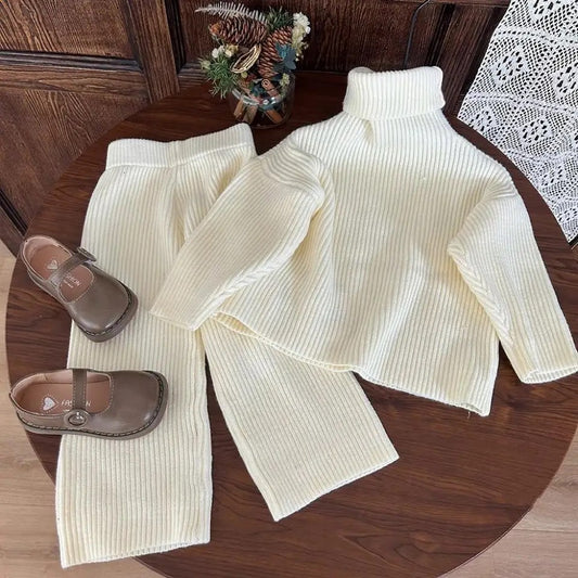 Thick knit cream roll neck and trousers (pre order)