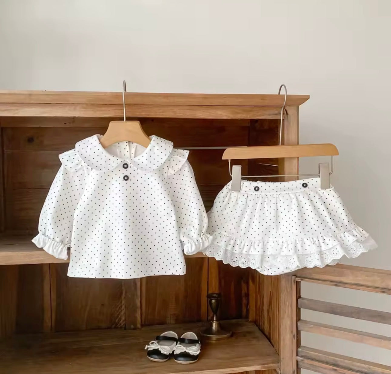 Polka dot cotton two piece set