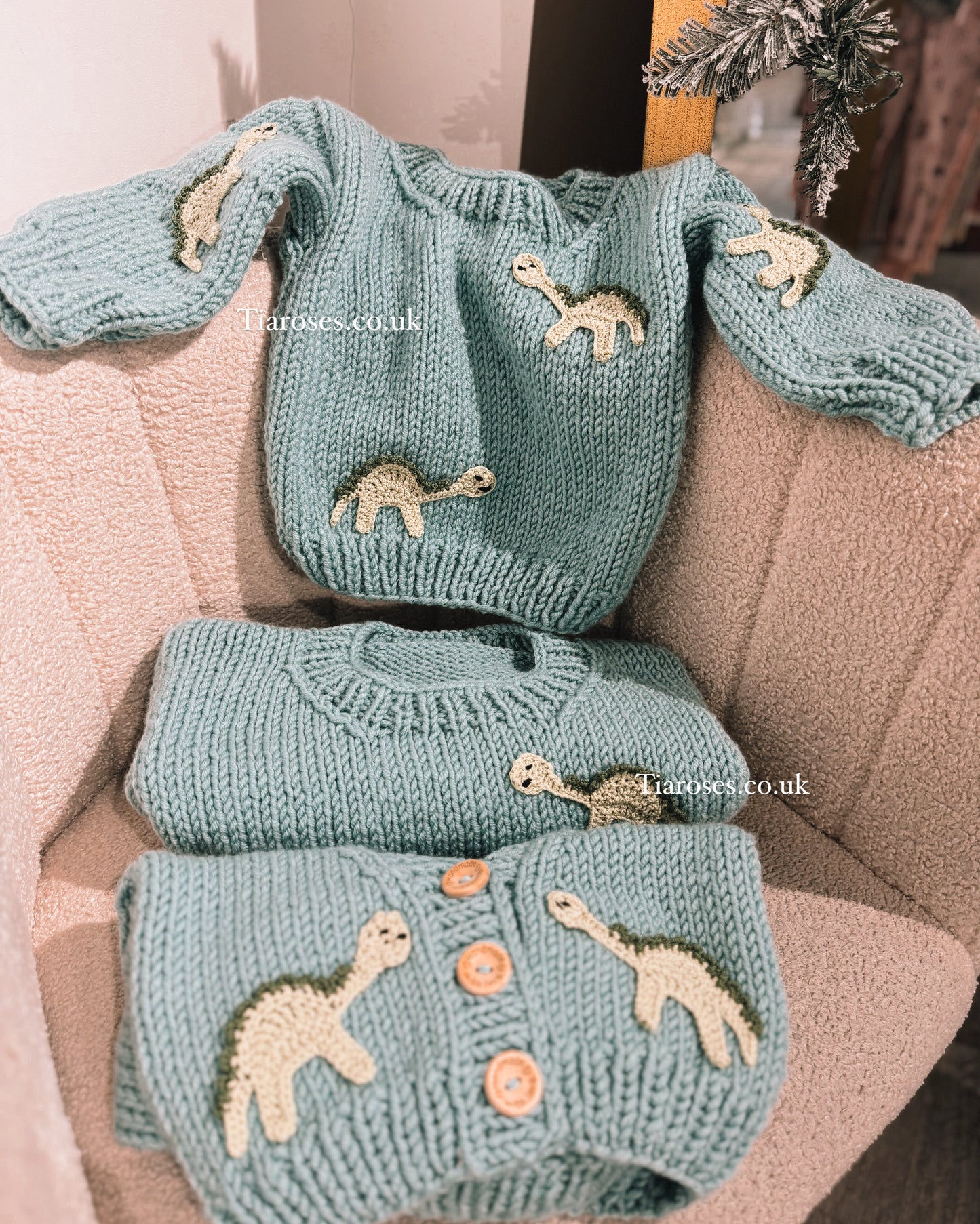Dinosaur Handknitted Wool Cardigan
