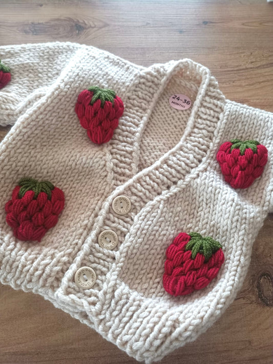 Pre order strawberry handknit cardigan