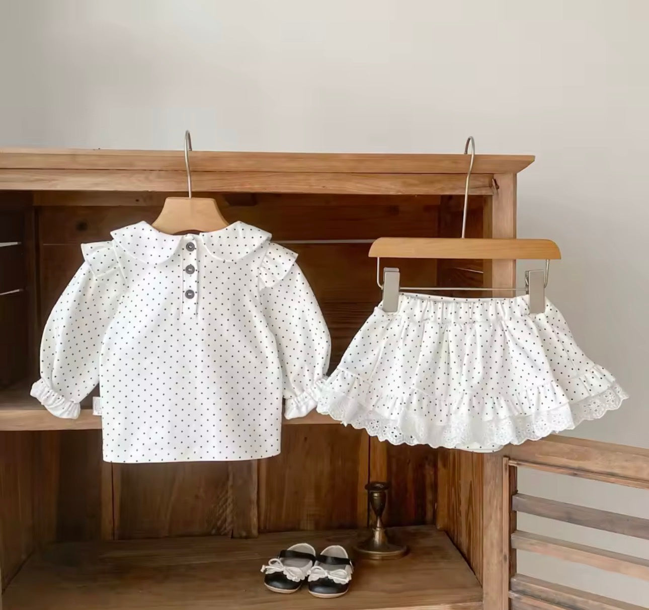 Polka dot cotton two piece set