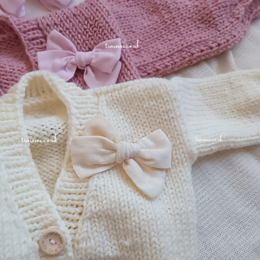 New style handknitted bow cardigan pre order