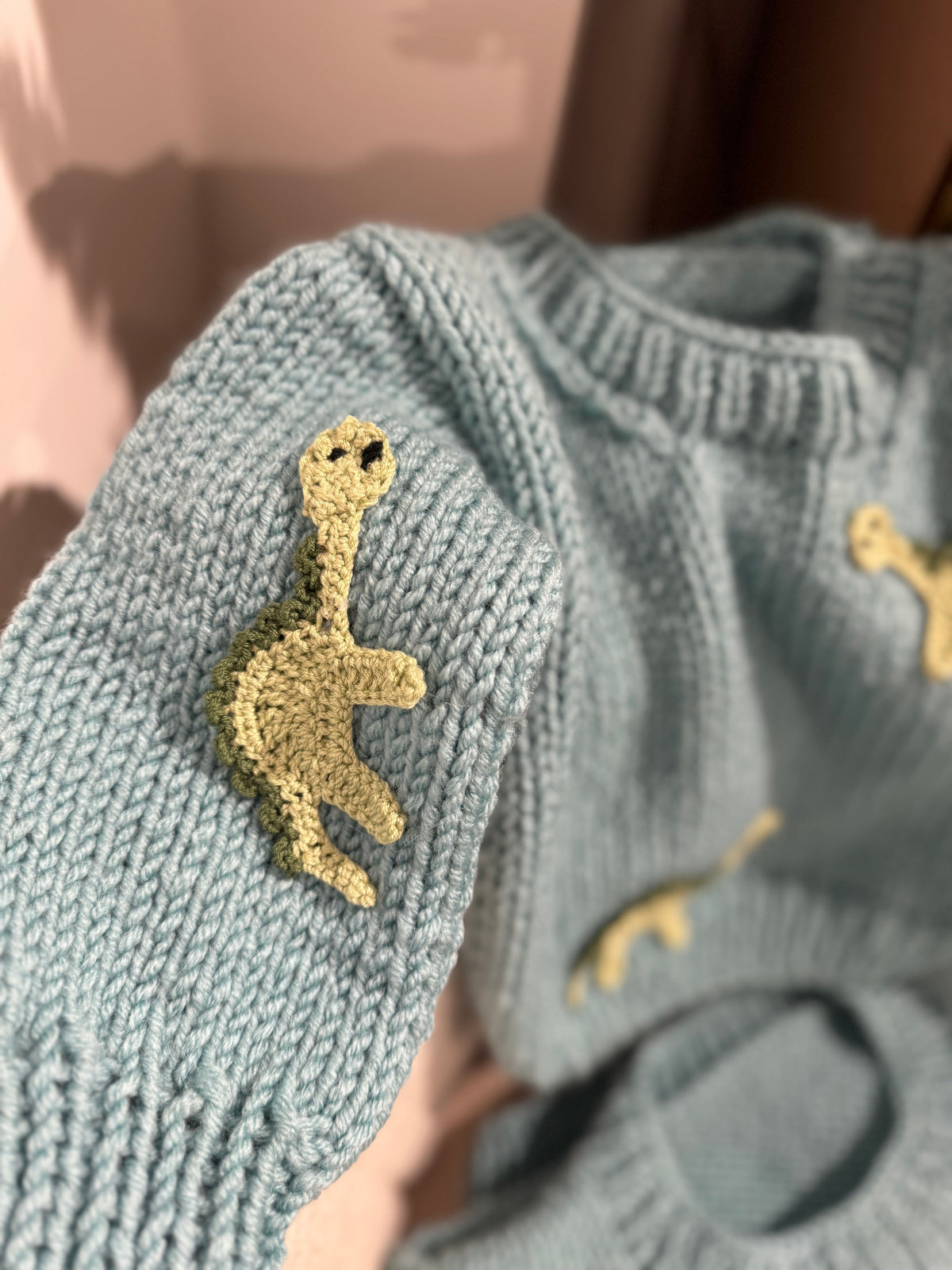 Dinosaur Handknitted Wool Cardigan