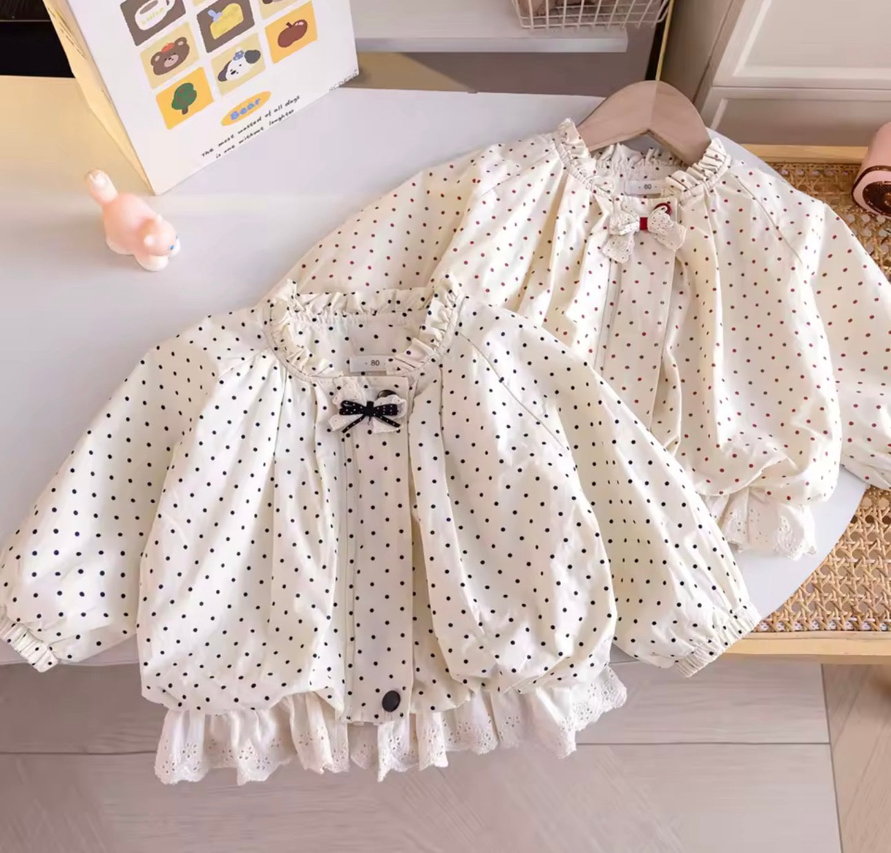 Polka dot frill trim jacket