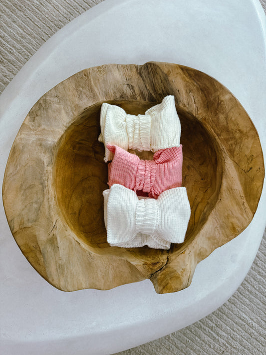Chunky knitted summer bow headband in stock