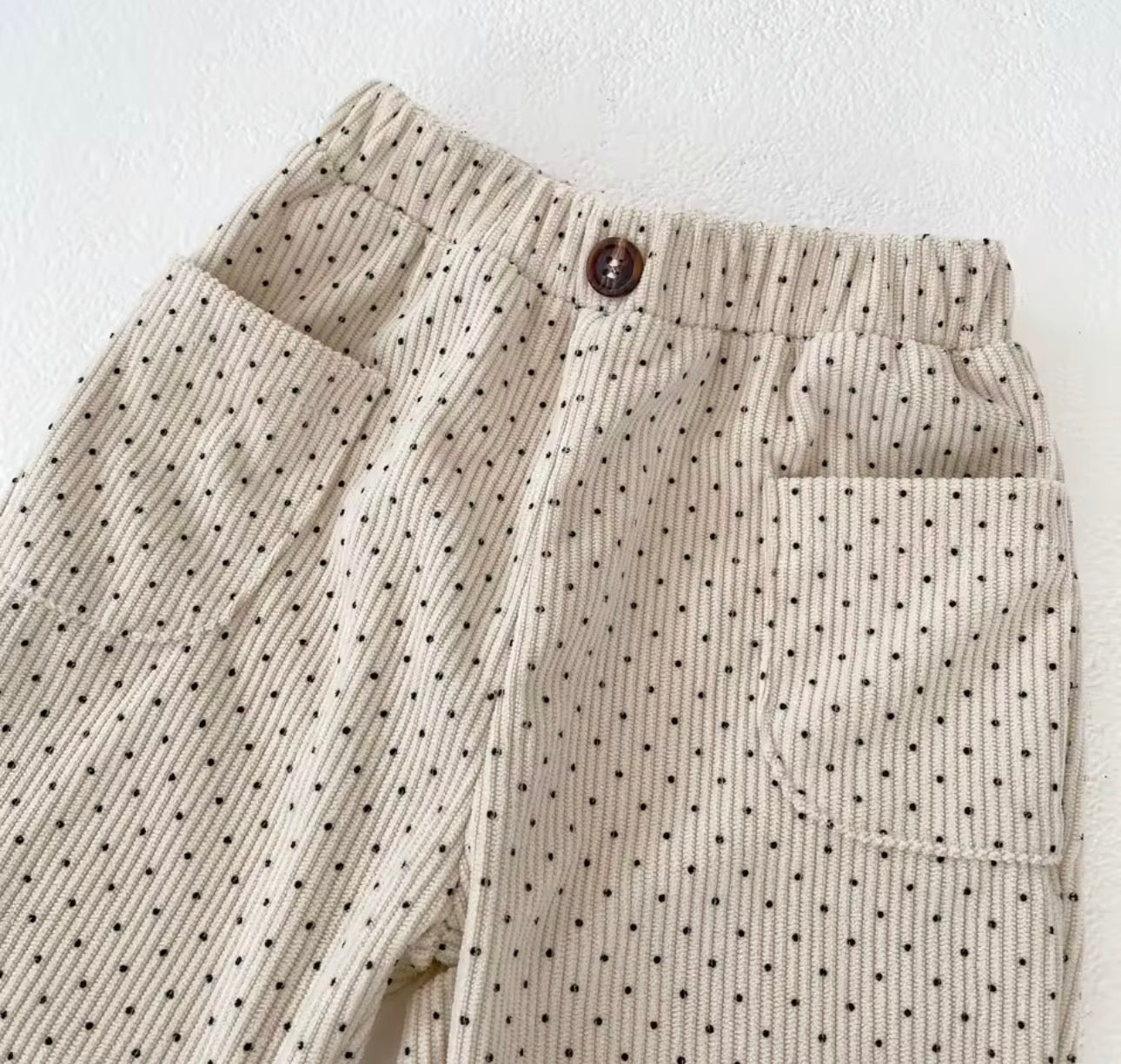 Corduroy polka dot trousers