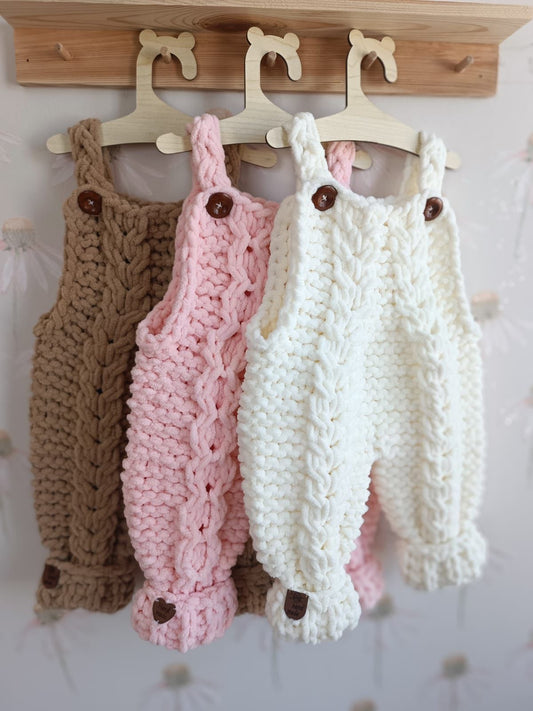 In stock soft hand knit rompers