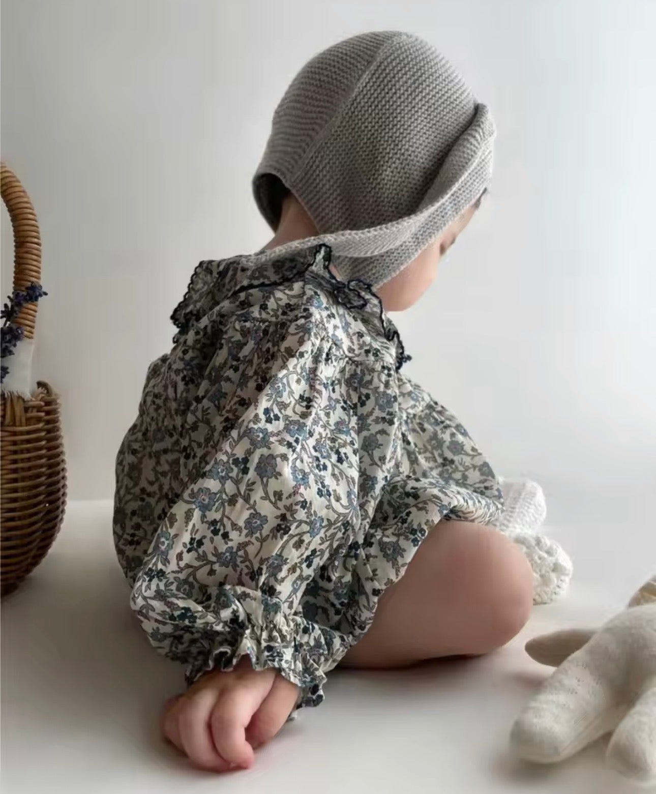 Navy floral autumn romper
