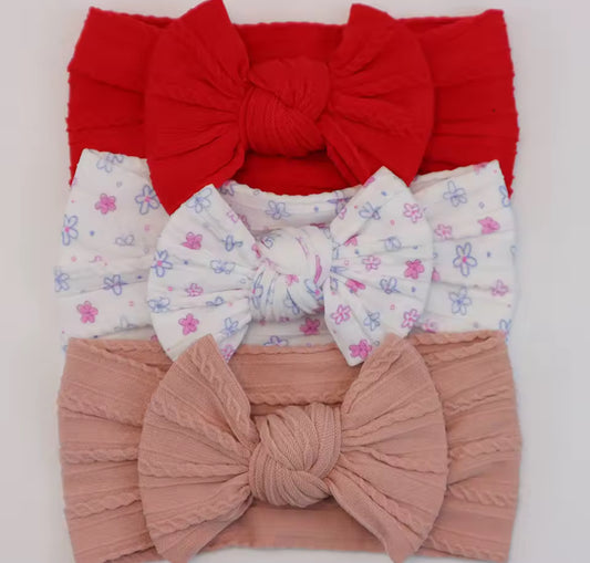 3 pack headband set red/pink/ditsy