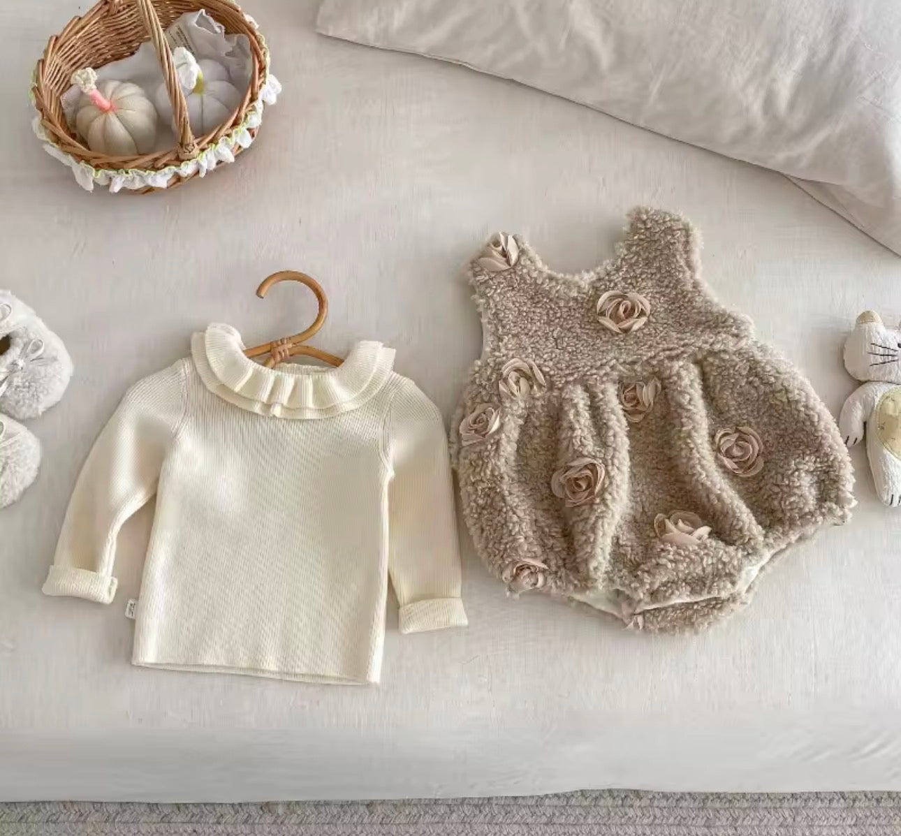 Fleece romper and thick roll neck sets