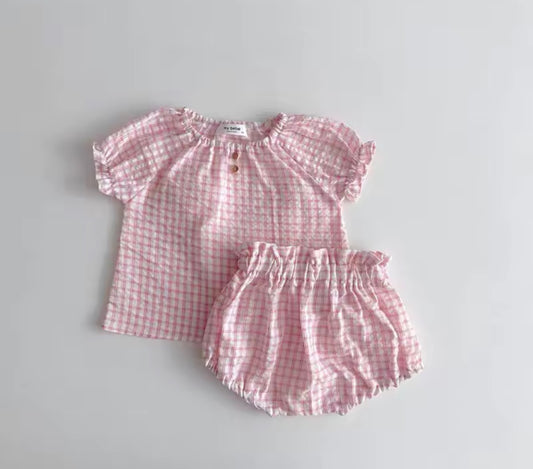Pink gingham set
