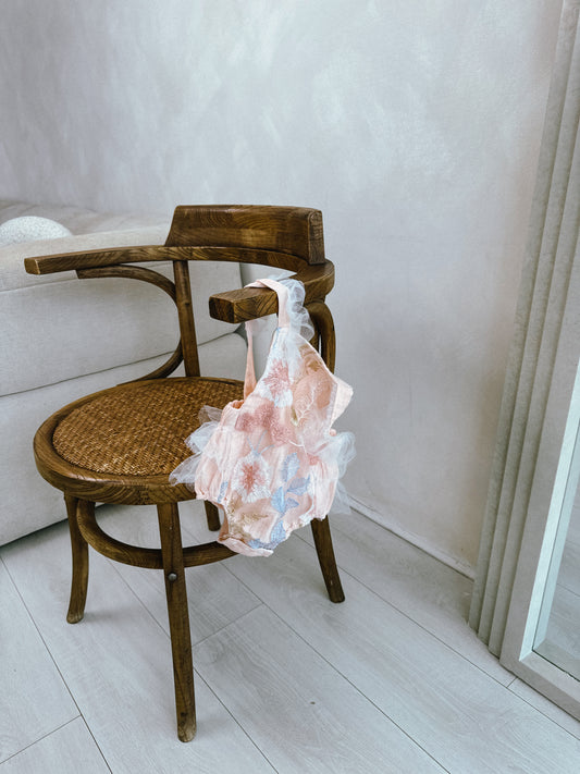 In stock summer pink tutu detail romper