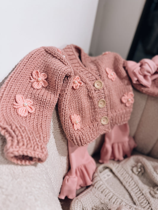 In stock pearl butterfly handknitted cardigans