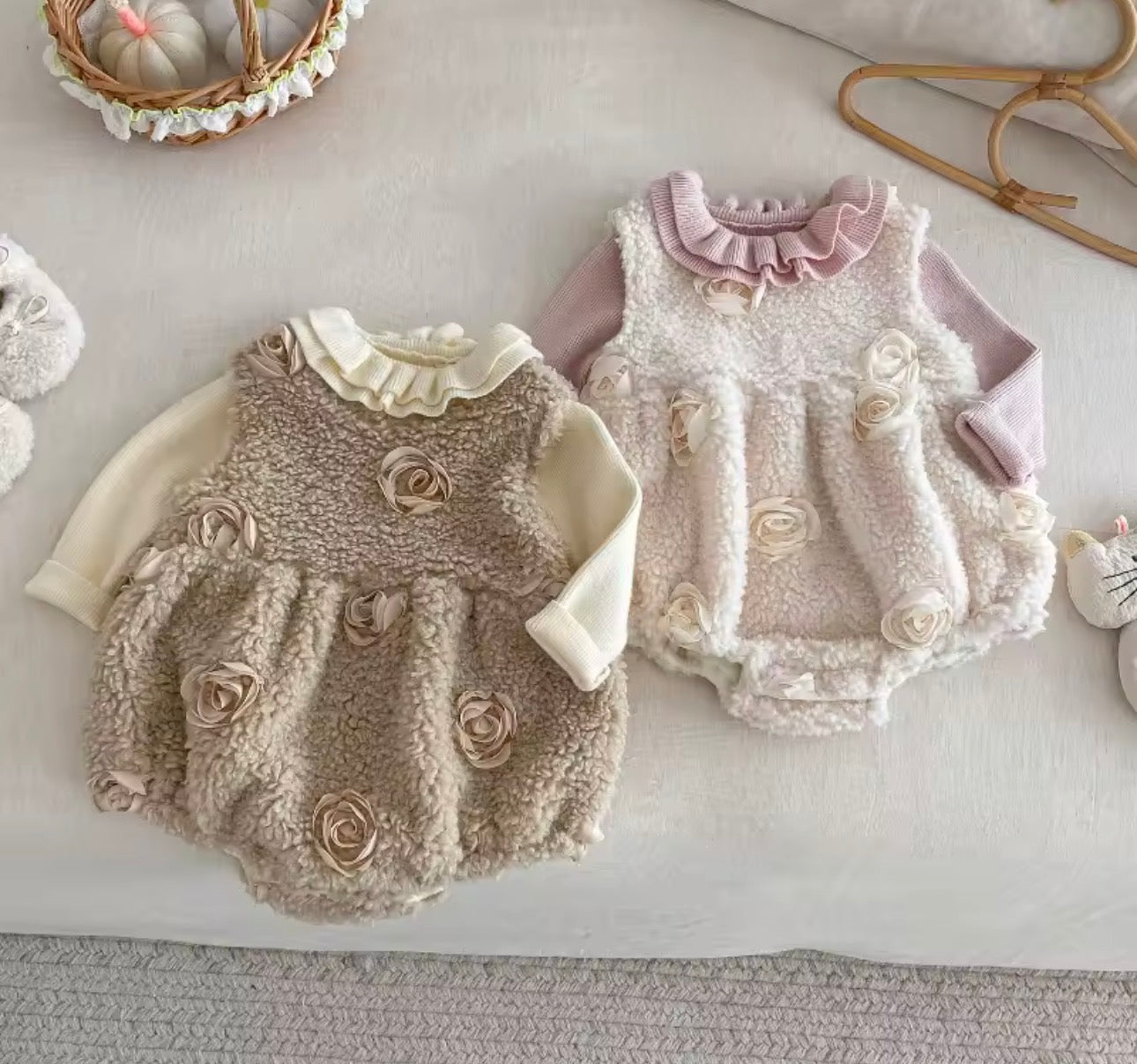 Fleece romper and thick roll neck sets