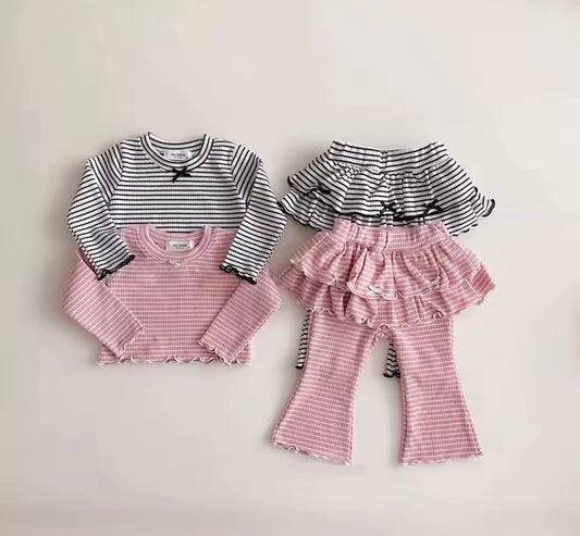 Stripe frill top and legging set