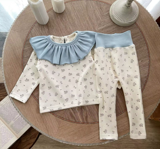 Pre order soft cotton baby blue floral set