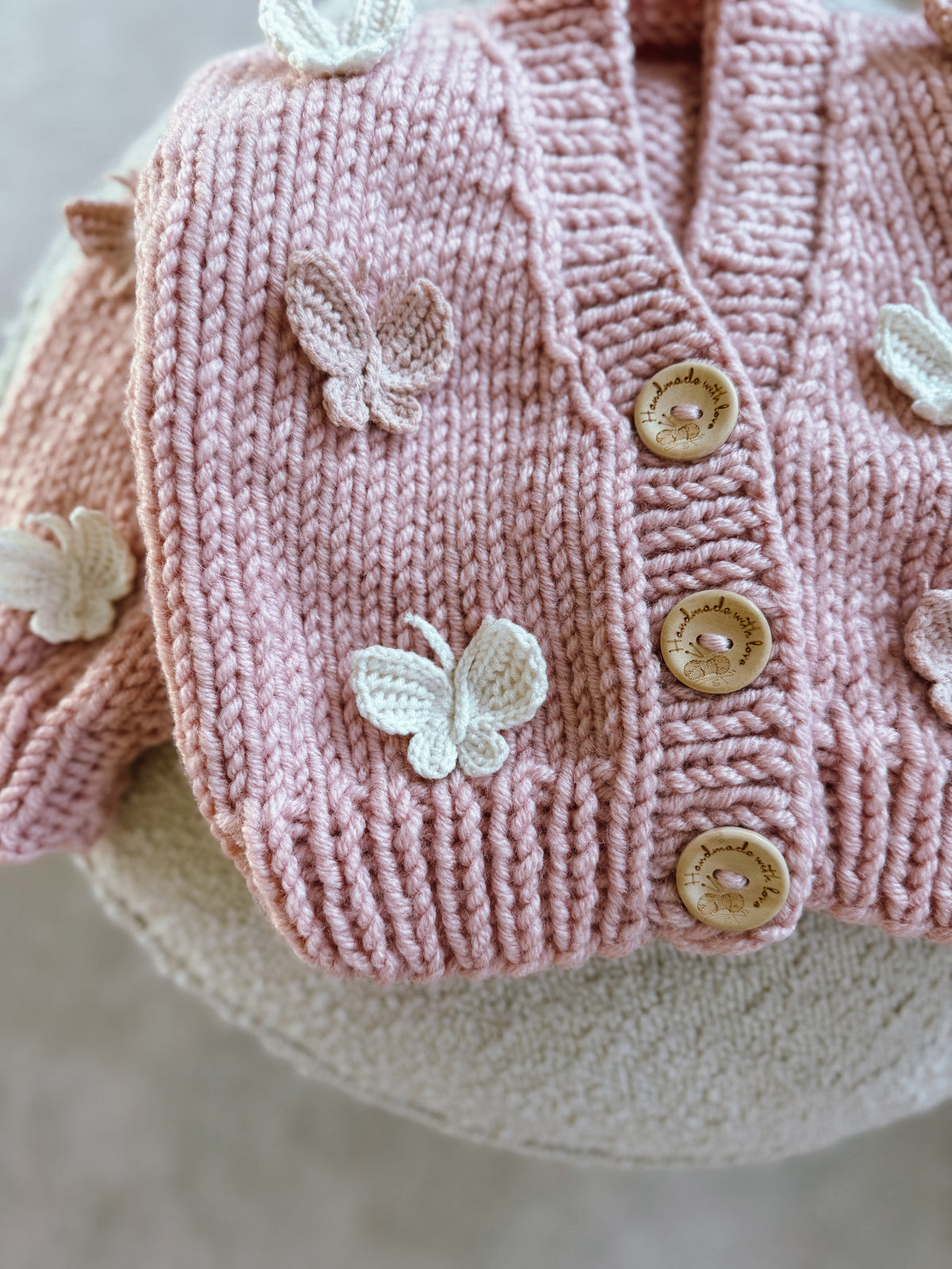 Butterfly Handknitted Wool Cardigan