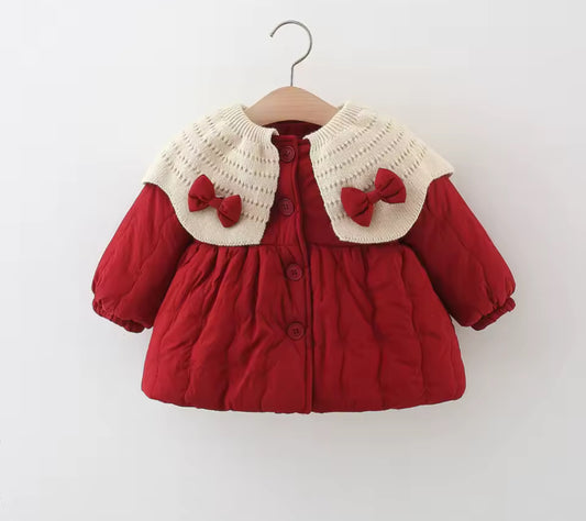 Knitted trim bow coats