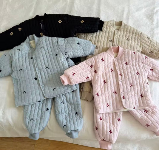Puffer coat and trouser fleece lined set