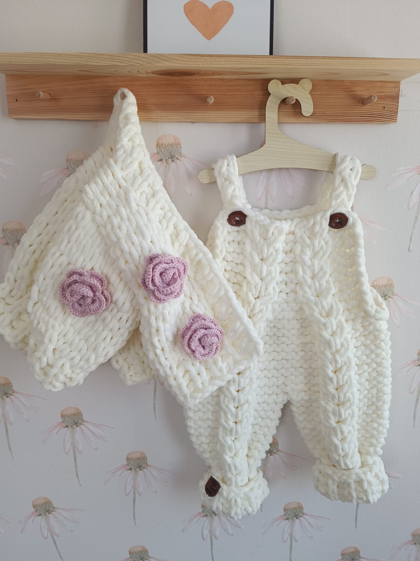 In stock soft hand knit rompers