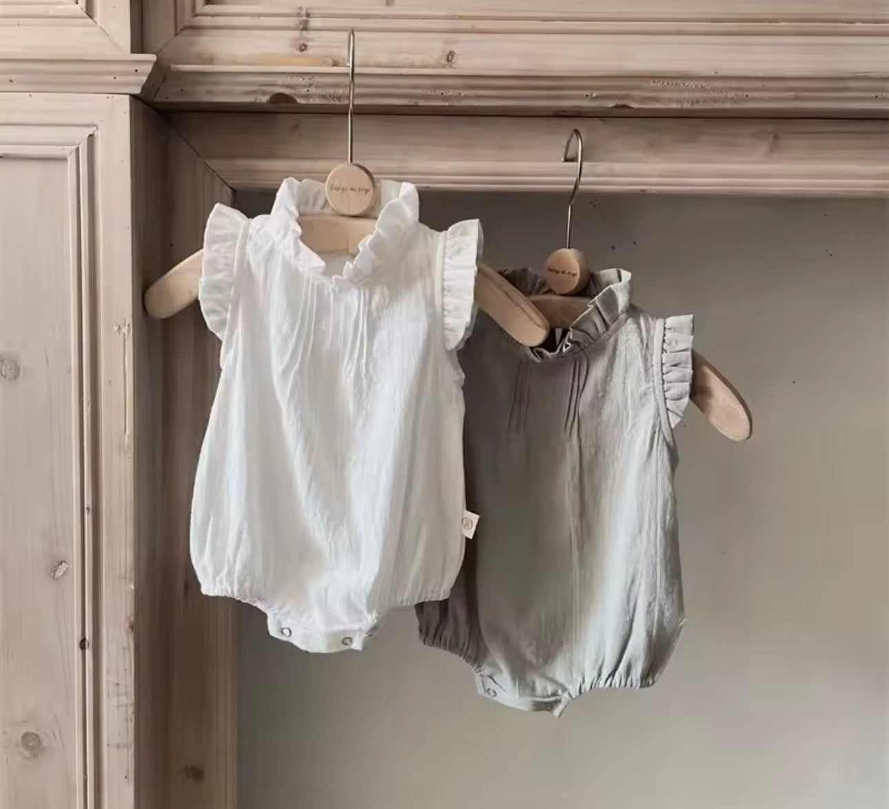 Ruffle neck romper