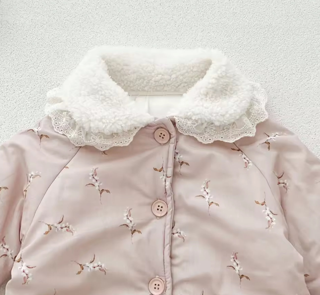 Thickened dusky pink flower snowsuit