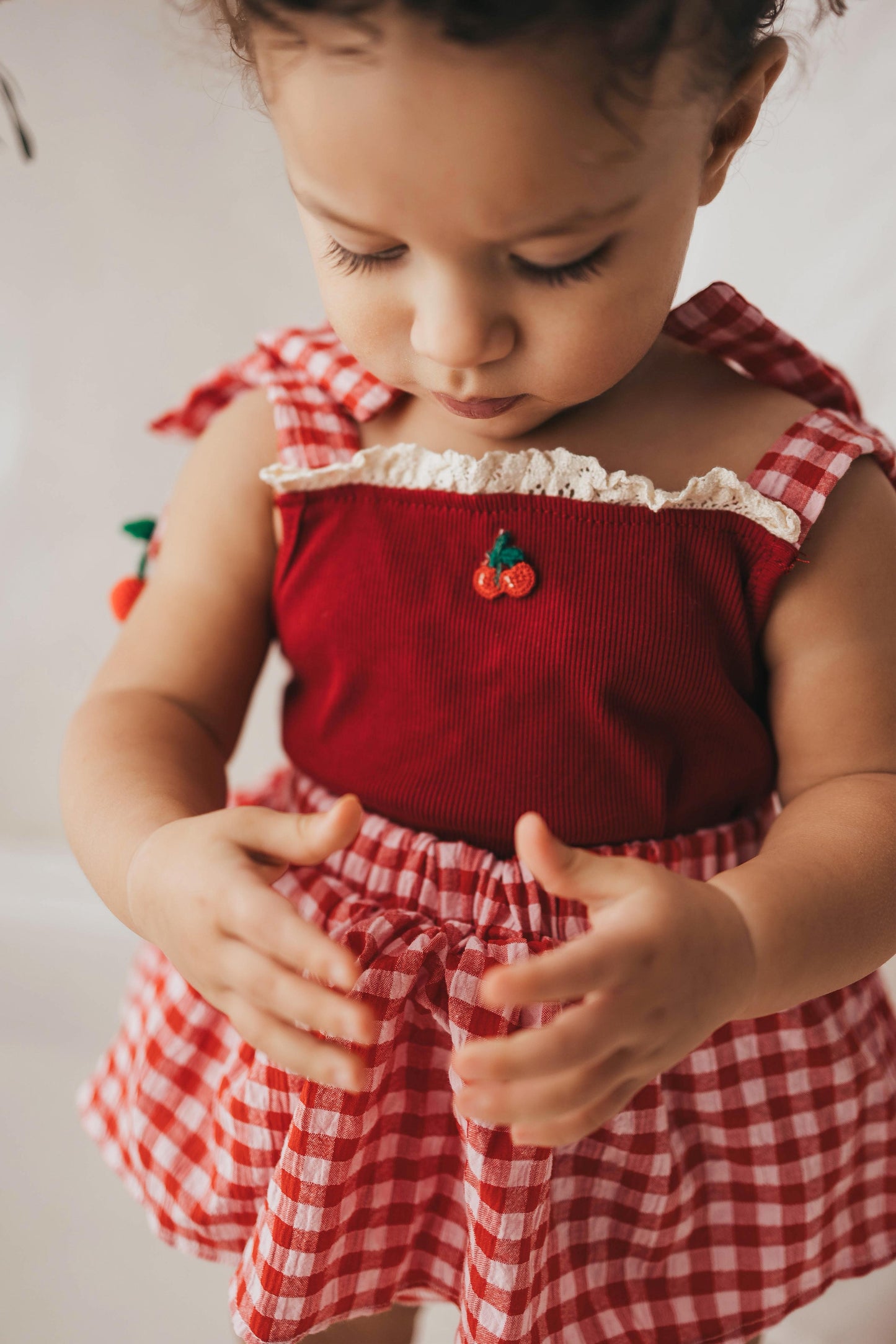 Cherry two piece cotton top and bloomers summer set