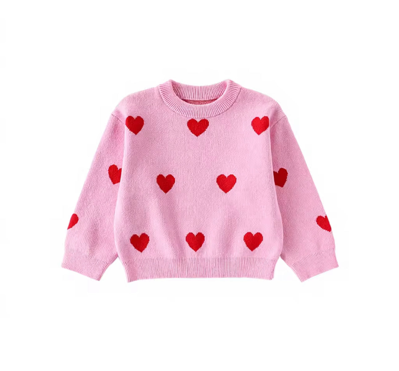 Thick knitted pink red heart jumper