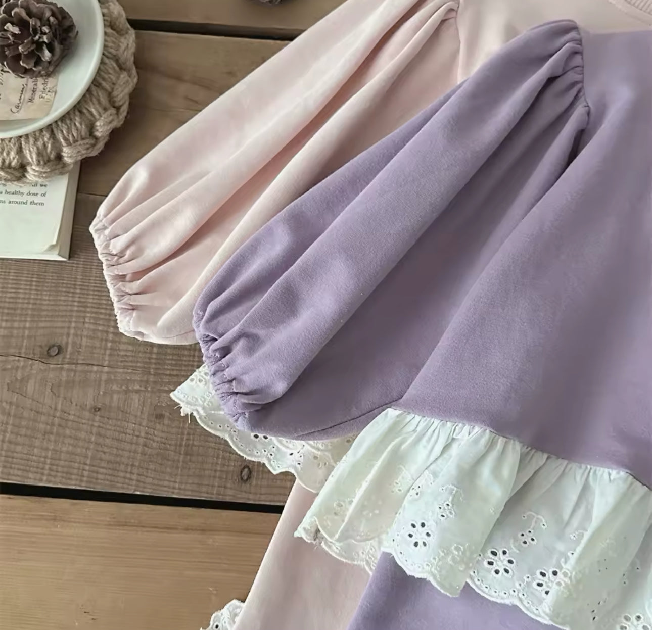 Two piece cotton lace trim spring sets (pre order)